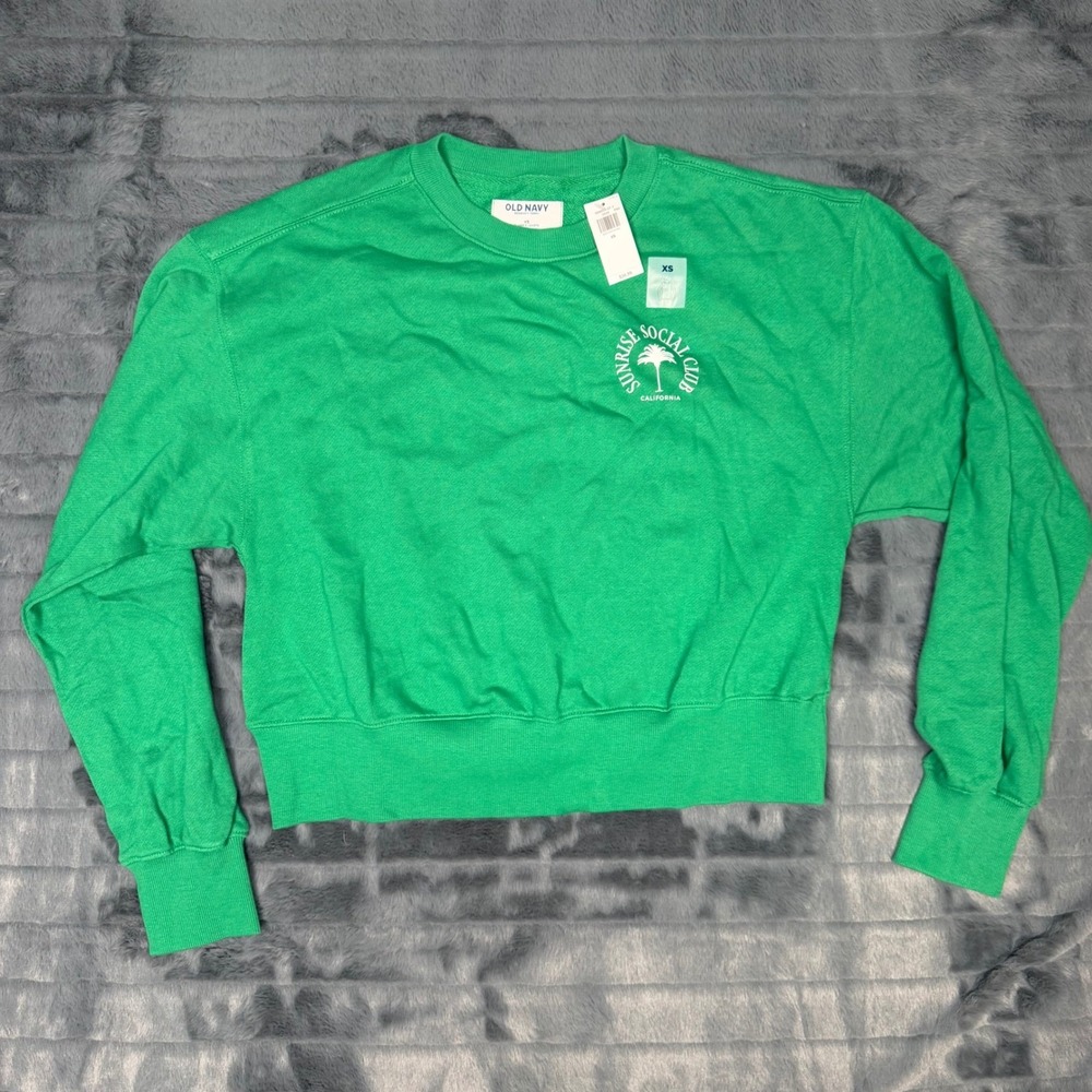 Old Navy SoComfy Terry Sunrise Social Club California Sweatshirt Green XS NWT